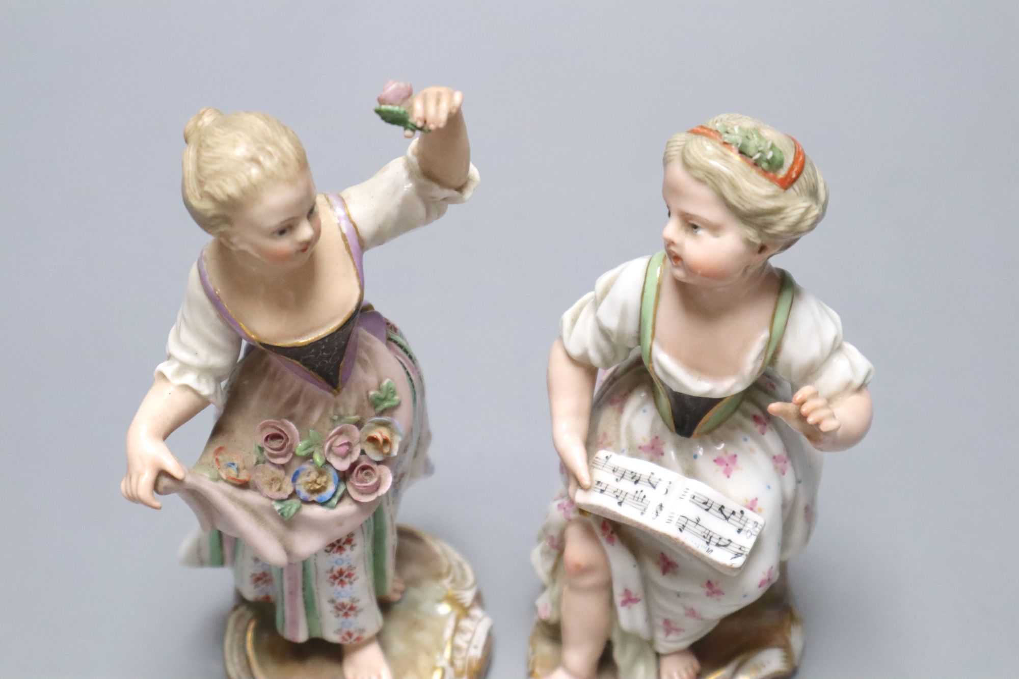 Two 19th century Meissen porcelain figure groups, height 14cm